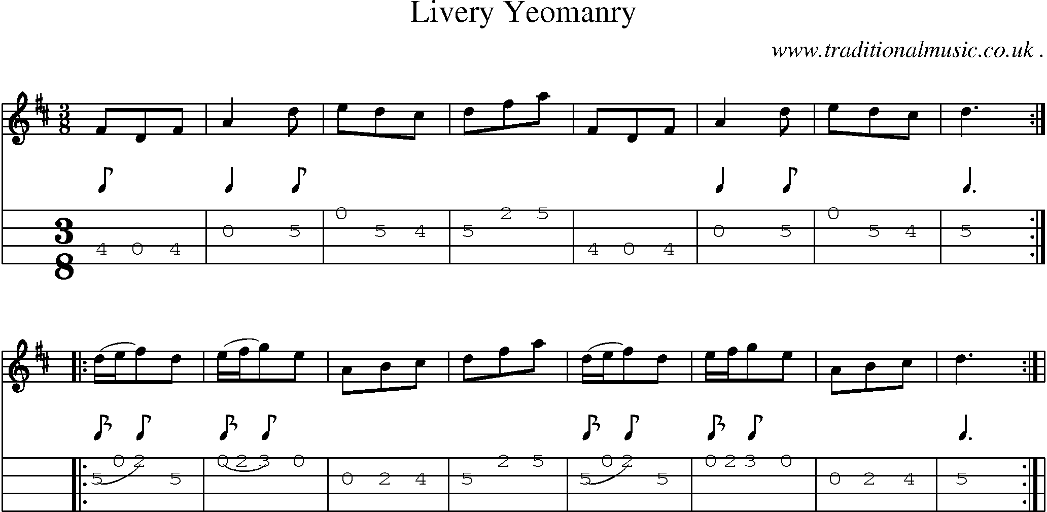 Sheet-Music and Mandolin Tabs for Livery Yeomanry