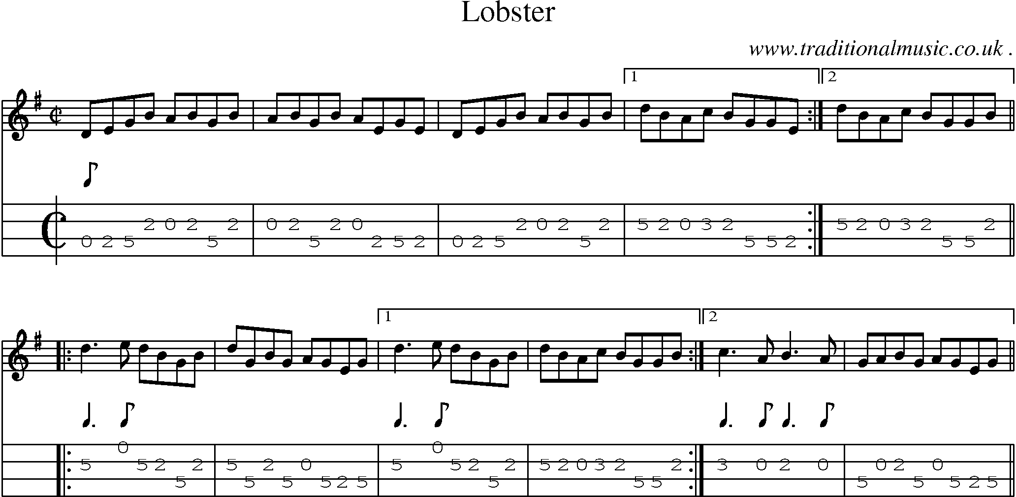Sheet-Music and Mandolin Tabs for Lobster