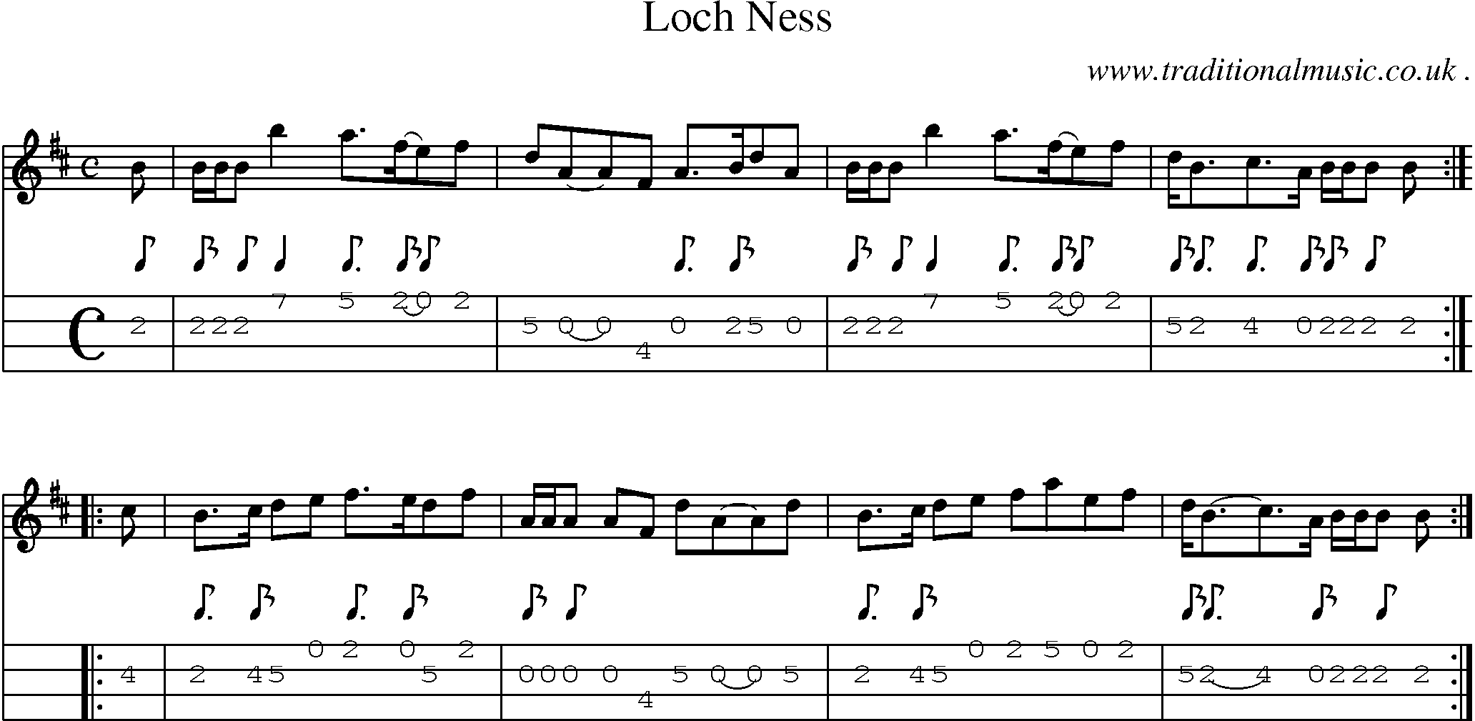 Sheet-Music and Mandolin Tabs for Loch Ness