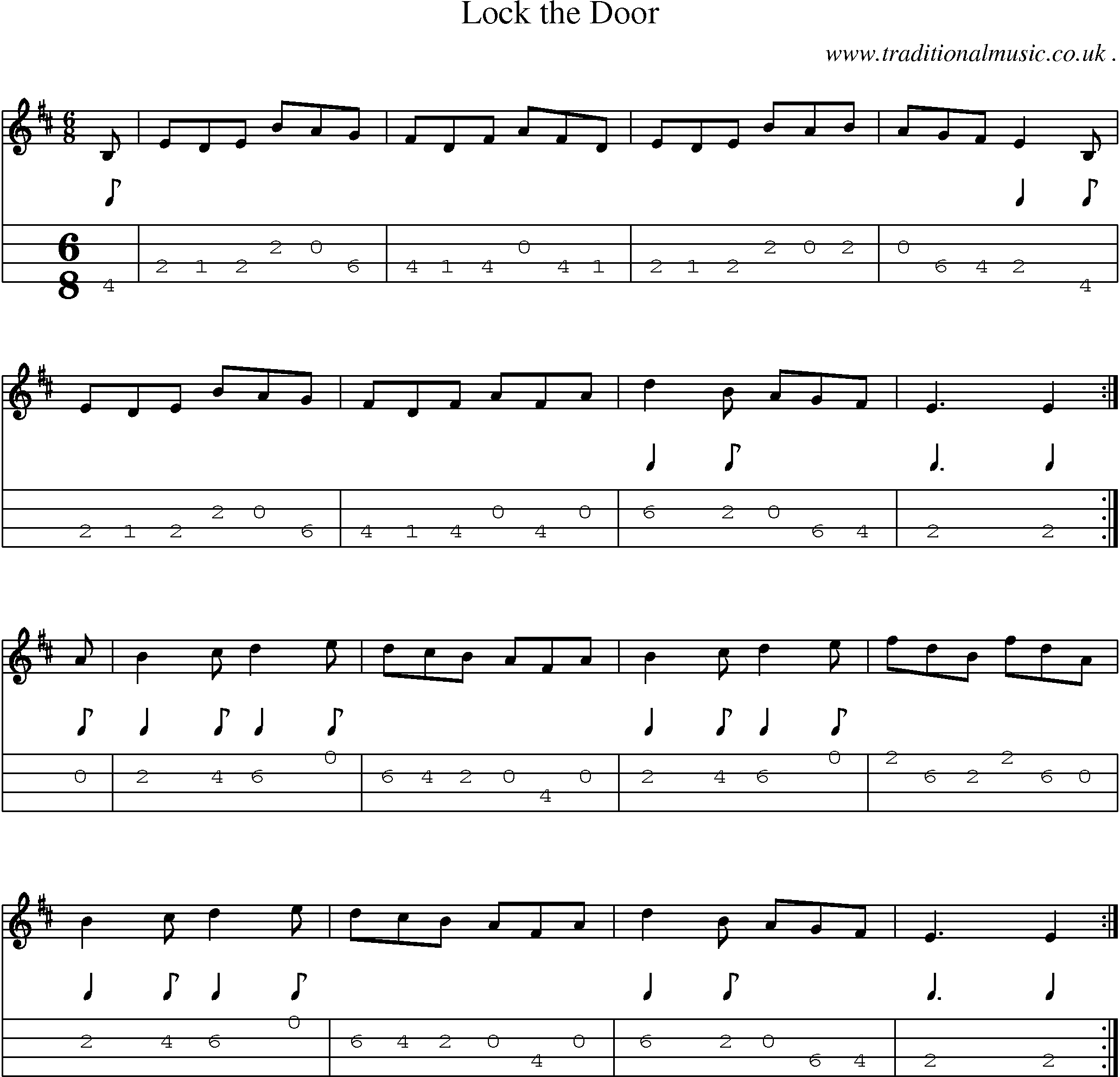 Sheet-Music and Mandolin Tabs for Lock The Door