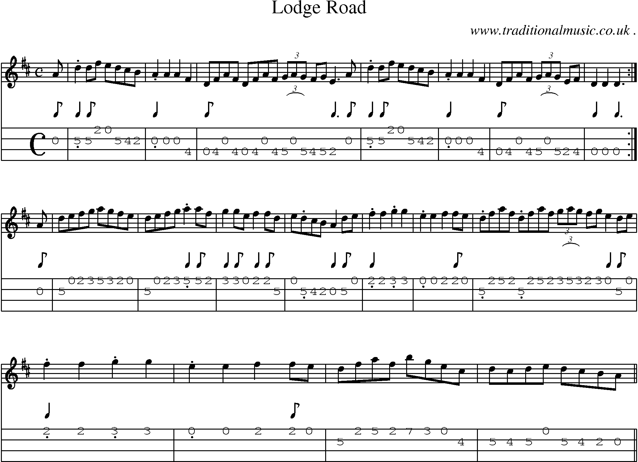 Sheet-Music and Mandolin Tabs for Lodge Road