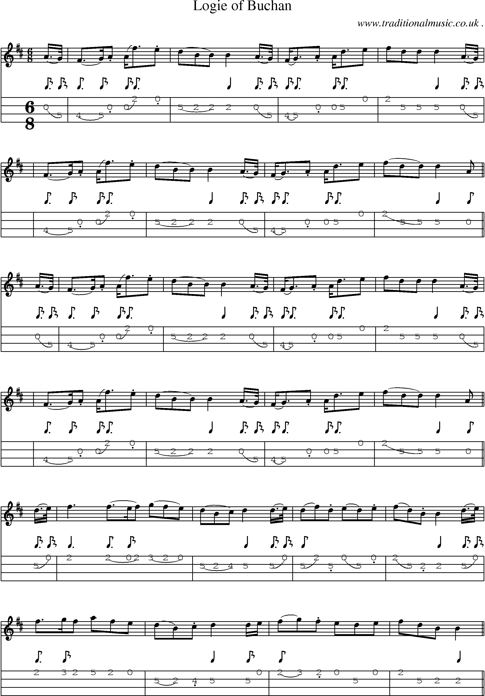 Sheet-Music and Mandolin Tabs for Logie Of Buchan