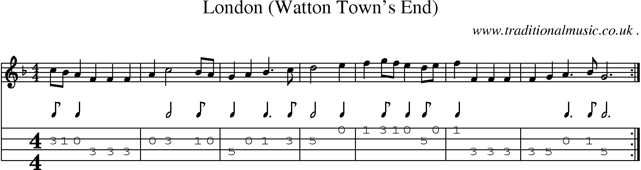 Sheet-Music and Mandolin Tabs for London (watton Towns End)