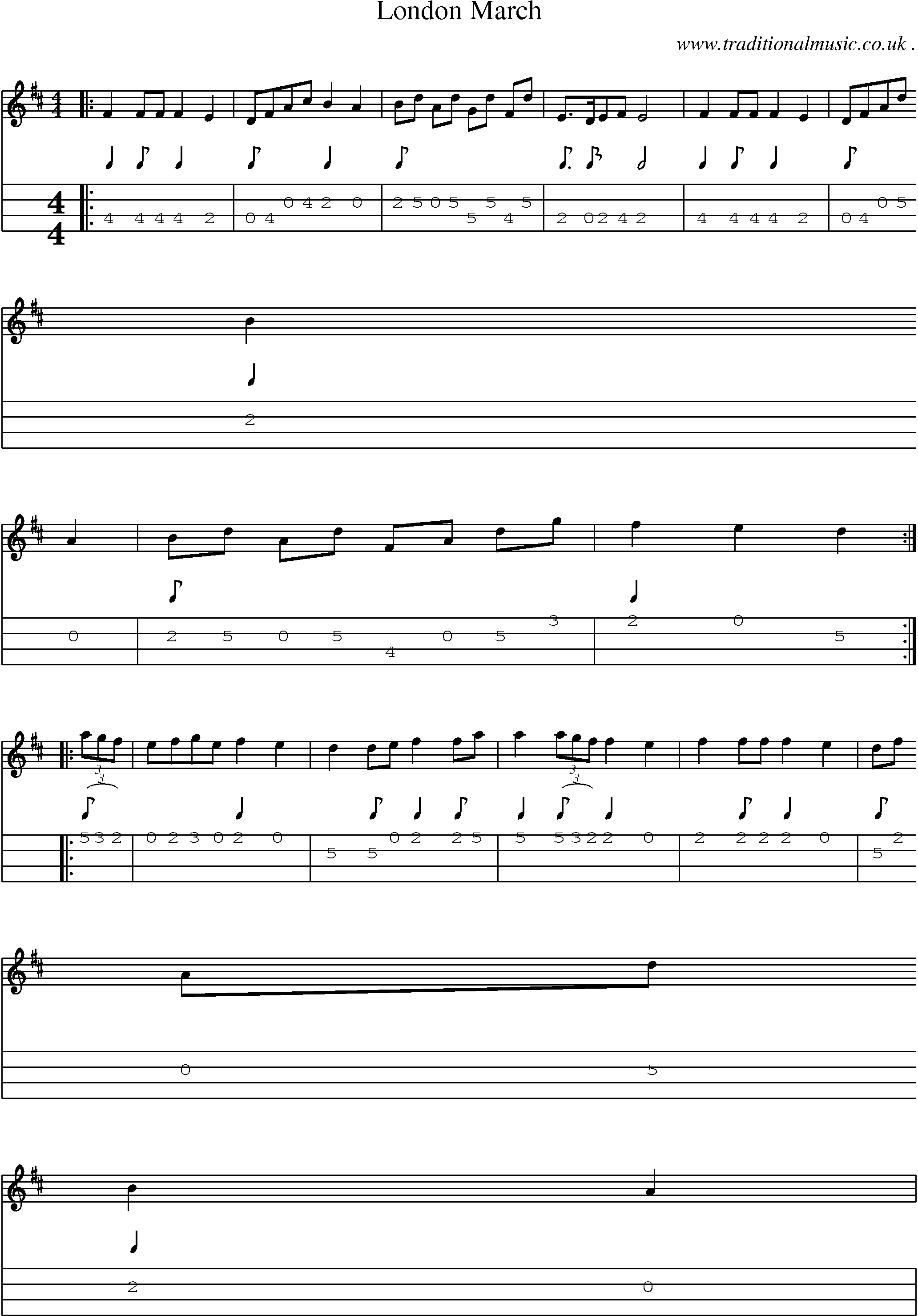 Sheet-Music and Mandolin Tabs for London March