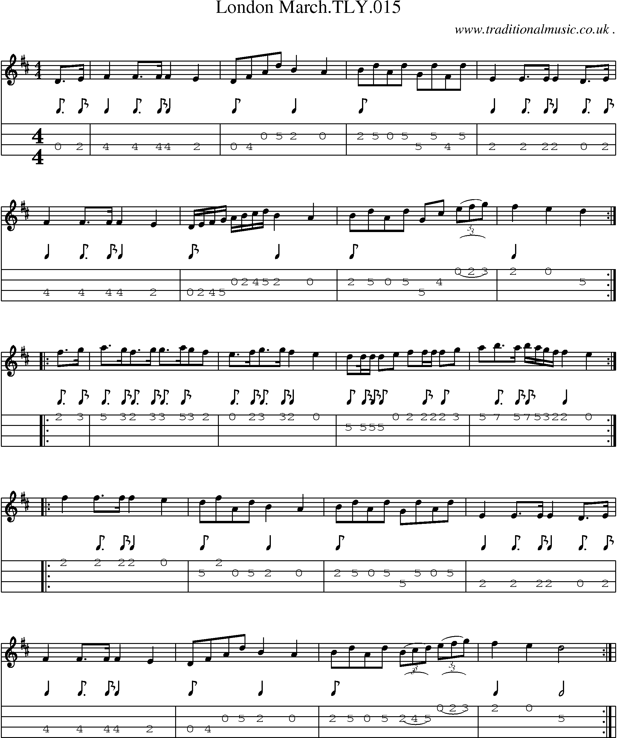Sheet-Music and Mandolin Tabs for London Marchtly015