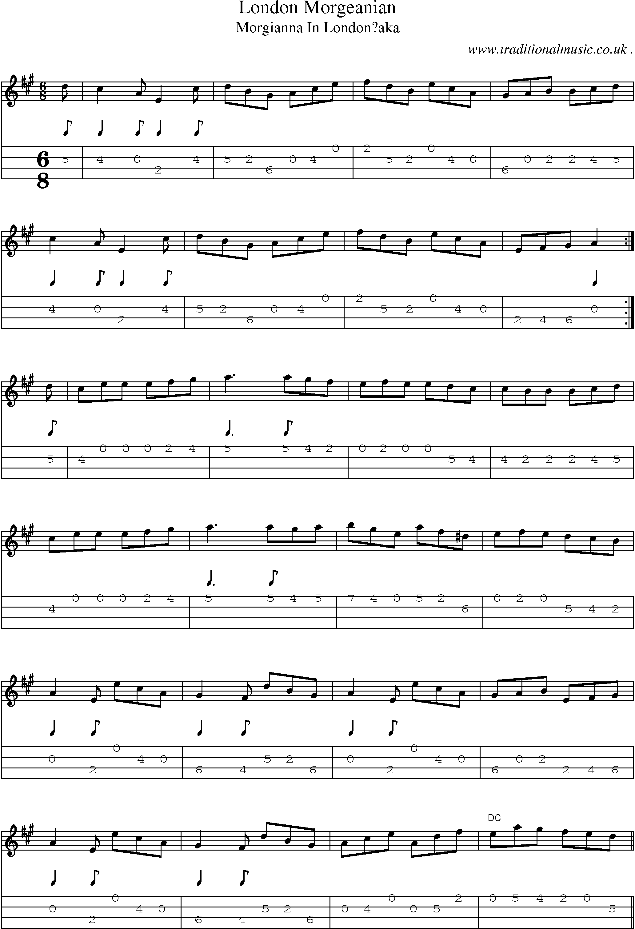 Sheet-Music and Mandolin Tabs for London Morgeanian