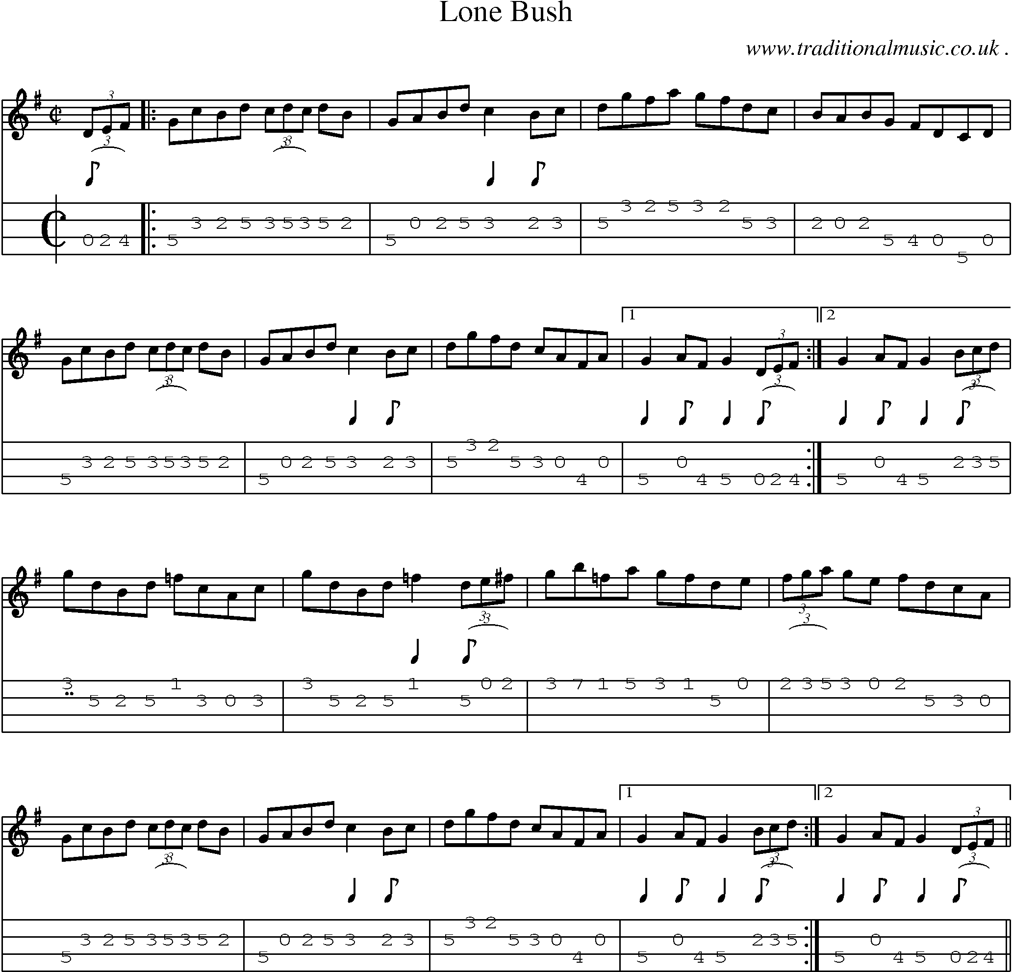 Sheet-Music and Mandolin Tabs for Lone Bush
