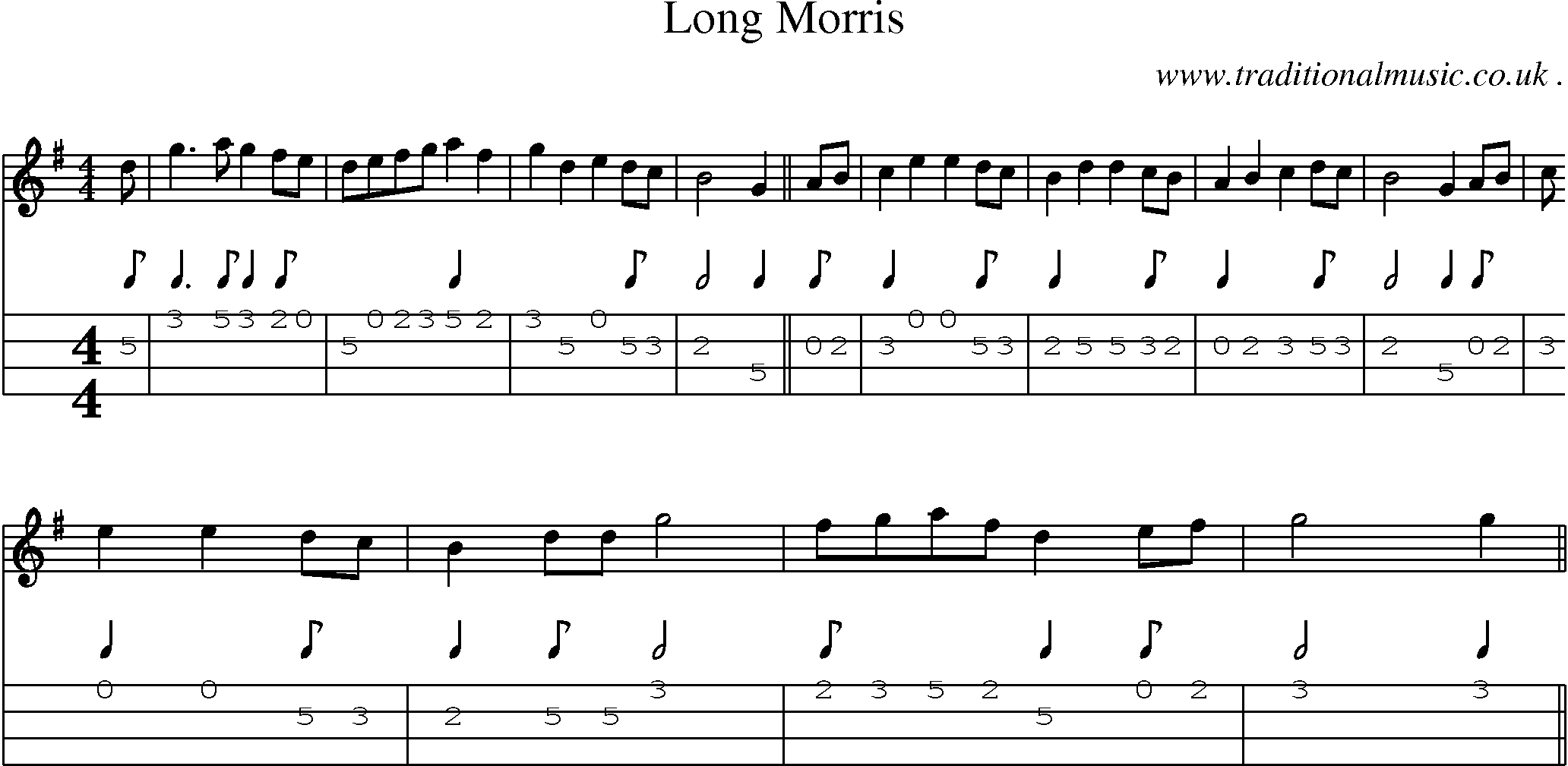Sheet-Music and Mandolin Tabs for Long Morris