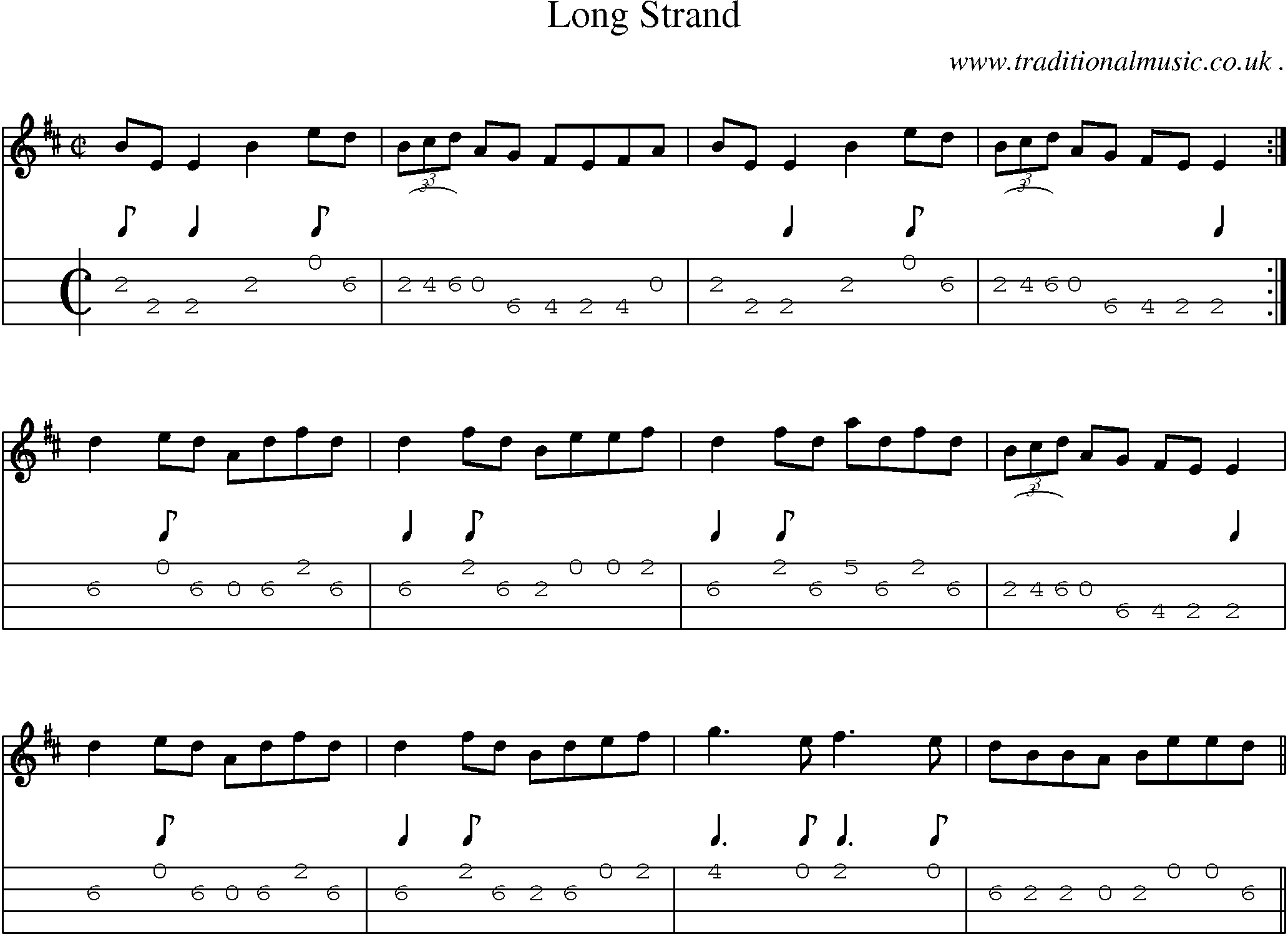 Sheet-Music and Mandolin Tabs for Long Strand