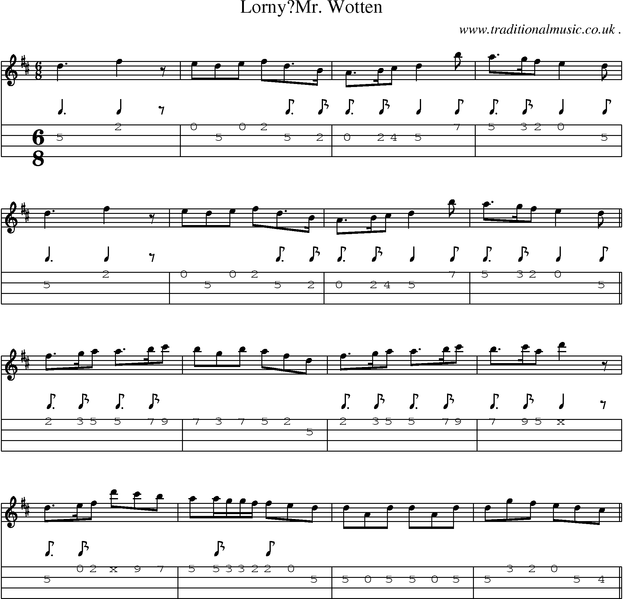 Sheet-Music and Mandolin Tabs for Lornymr Wotten