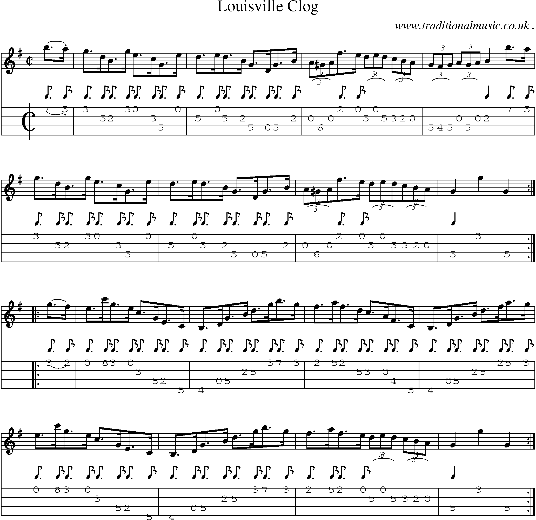 Sheet-Music and Mandolin Tabs for Louisville Clog