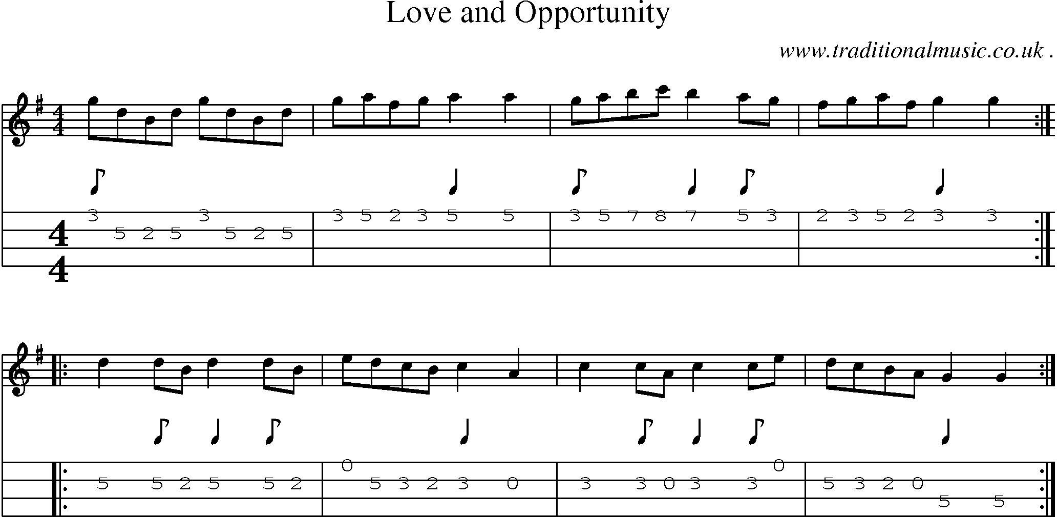 Sheet-Music and Mandolin Tabs for Love And Opportunity