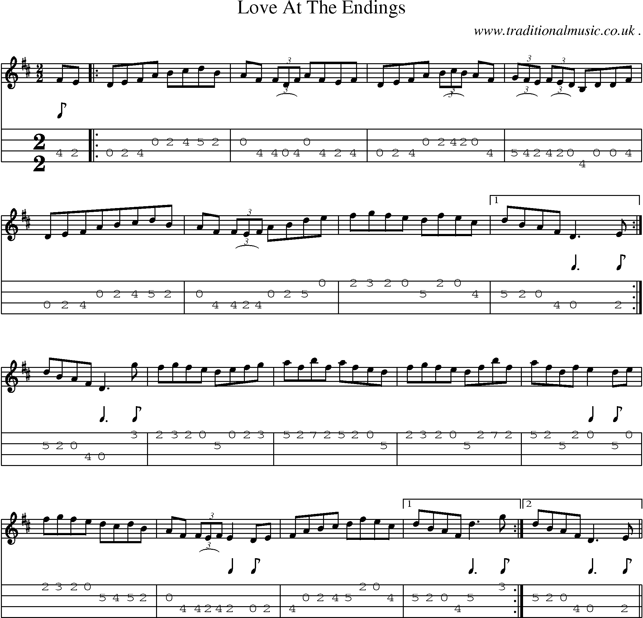 Sheet-Music and Mandolin Tabs for Love At The Endings