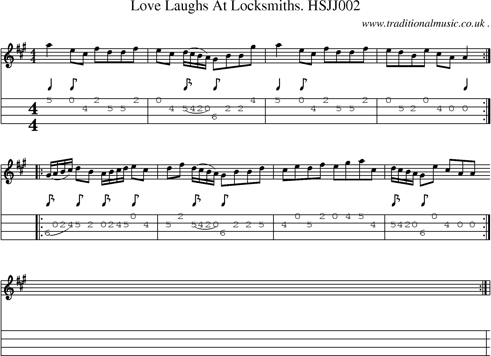 Sheet-Music and Mandolin Tabs for Love Laughs At Locksmiths Hsjj002