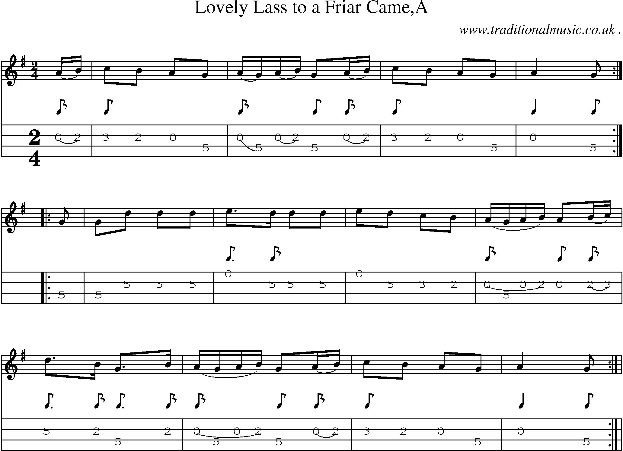 Sheet-Music and Mandolin Tabs for Lovely Lass To A Friar Camea