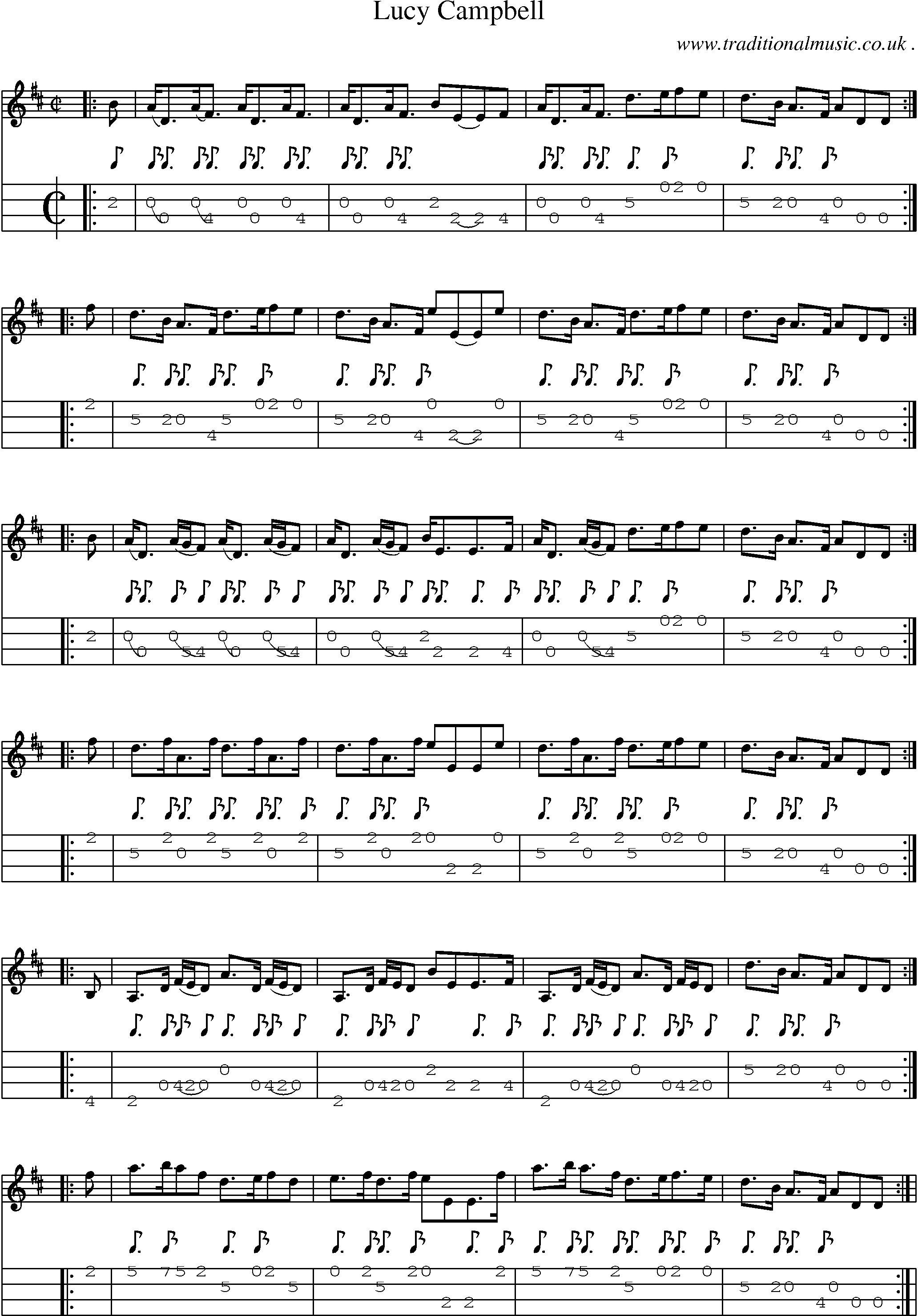 Sheet-Music and Mandolin Tabs for Lucy Campbell