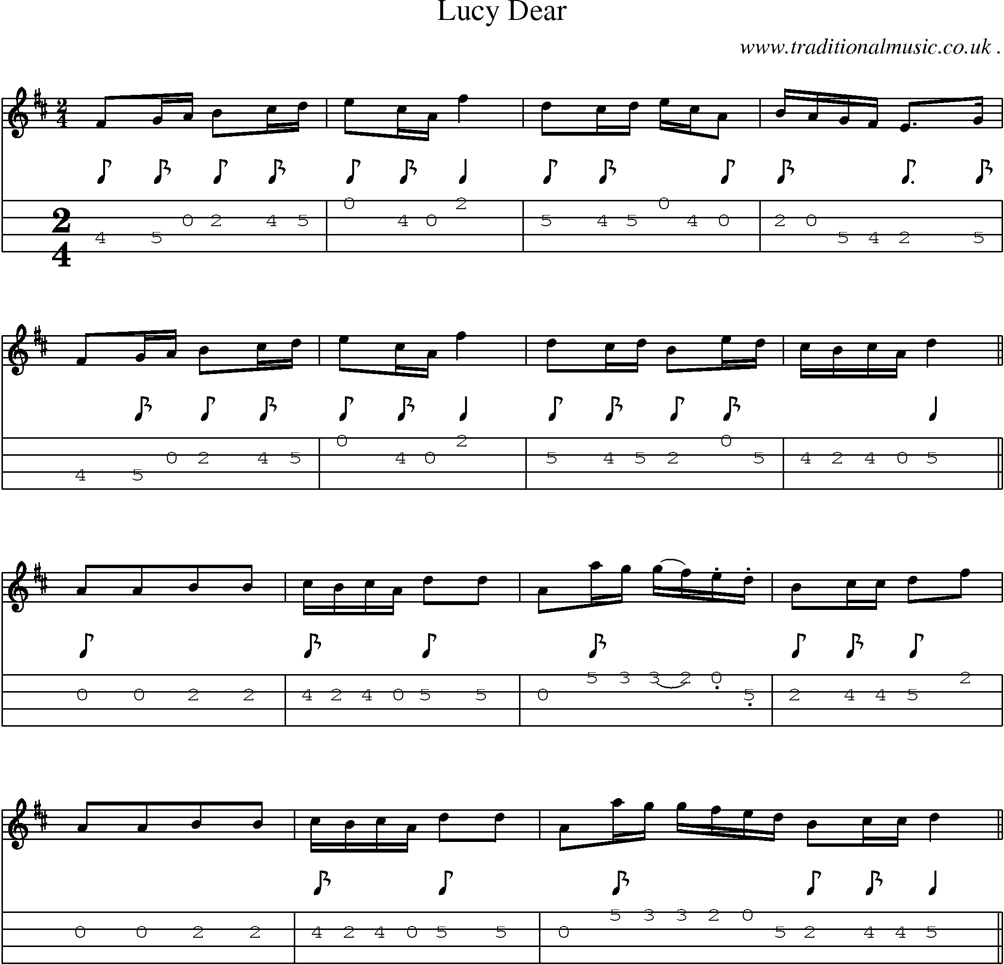 Sheet-Music and Mandolin Tabs for Lucy Dear