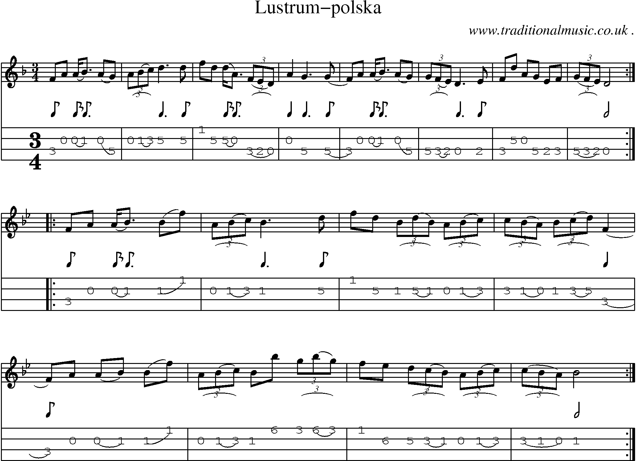 Sheet-Music and Mandolin Tabs for Lustrum-polska