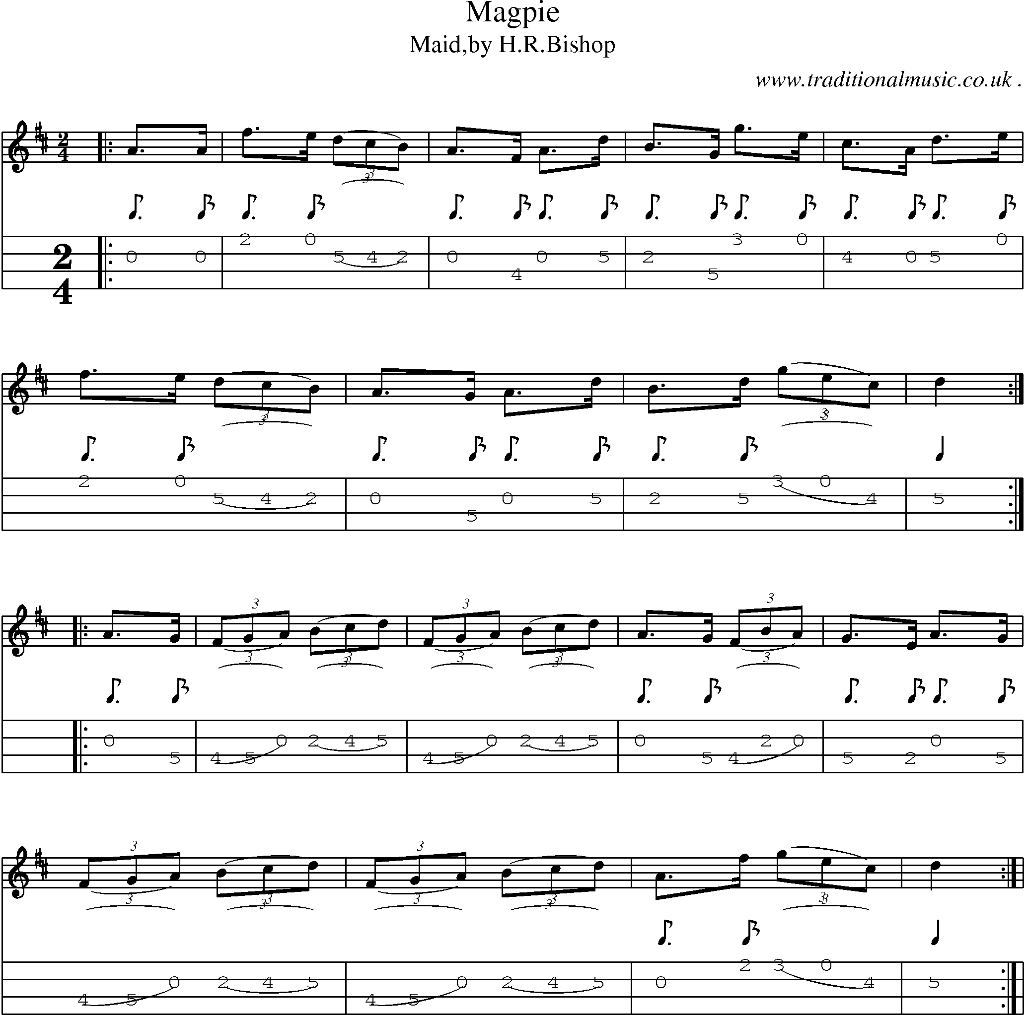 Sheet-Music and Mandolin Tabs for Magpie