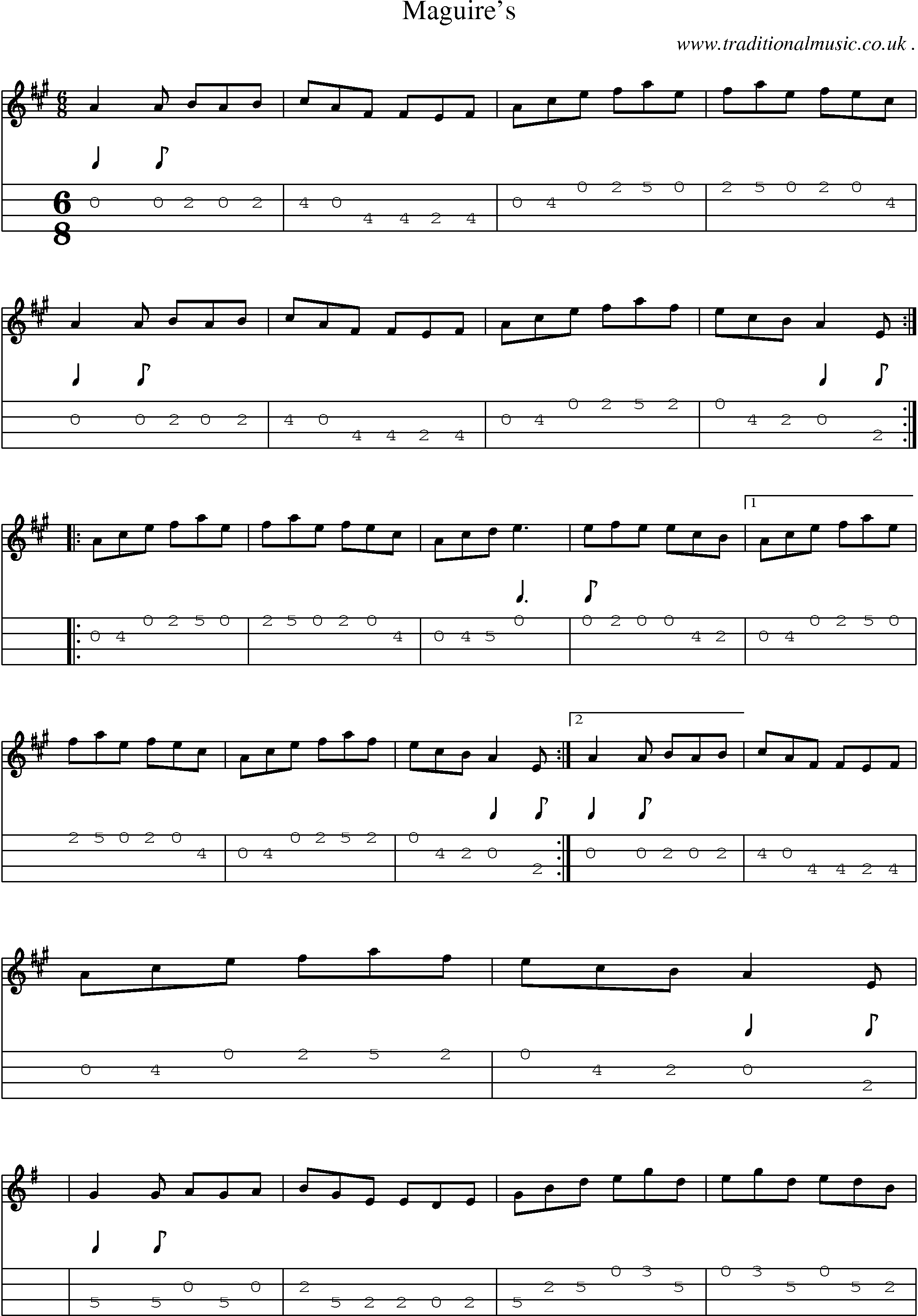 Sheet-Music and Mandolin Tabs for Maguires