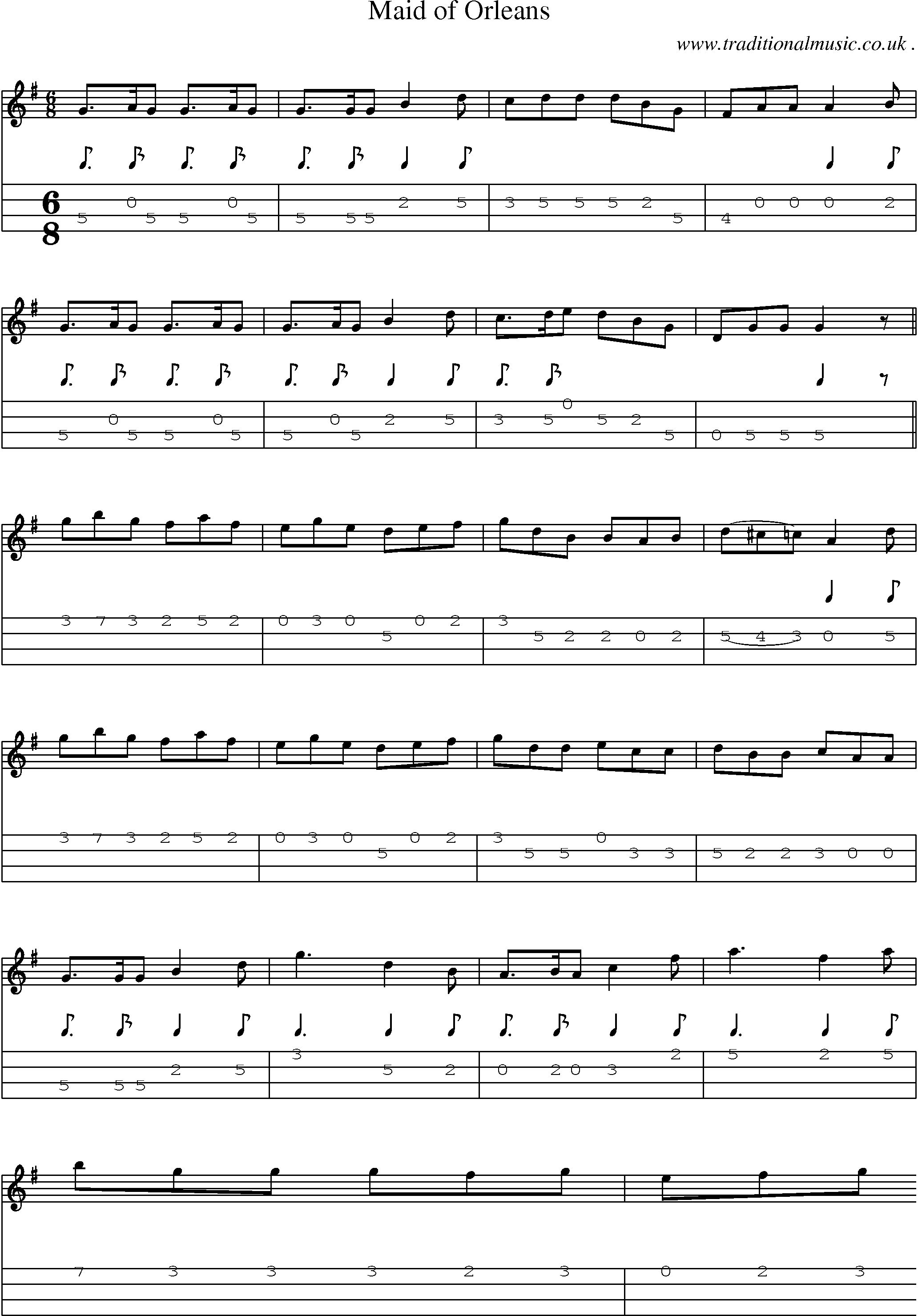 Sheet-Music and Mandolin Tabs for Maid Of Orleans