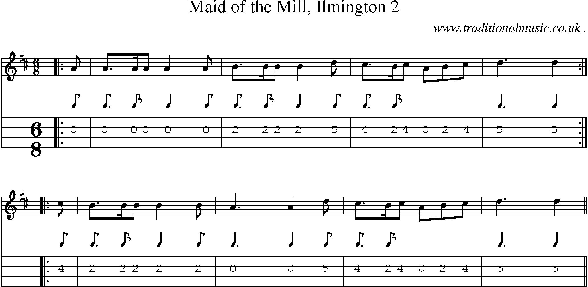 Sheet-Music and Mandolin Tabs for Maid Of The Mill Ilmington 2