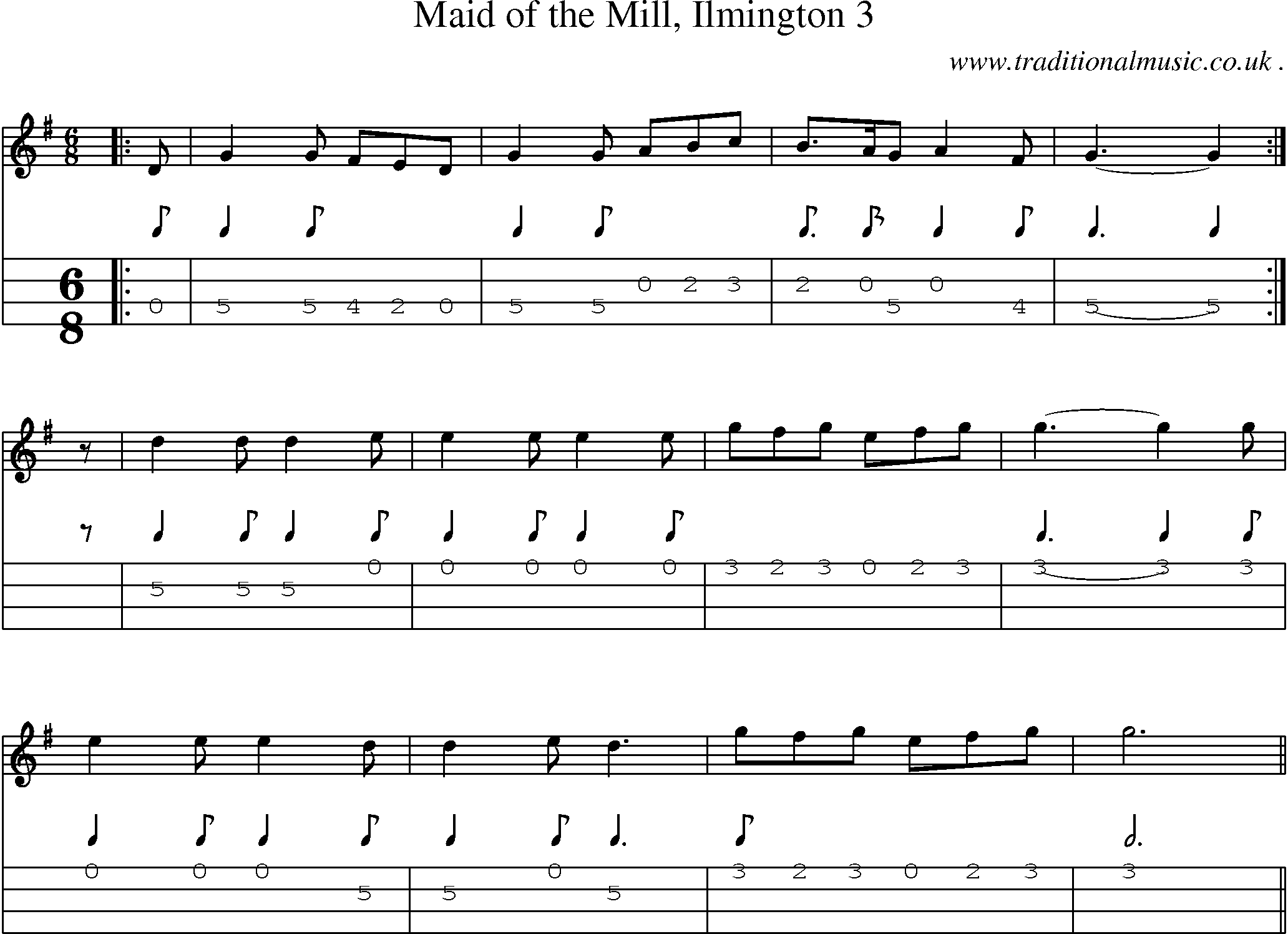 Sheet-Music and Mandolin Tabs for Maid Of The Mill Ilmington 3