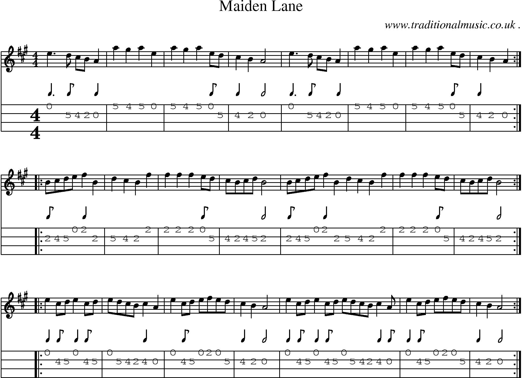 Sheet-Music and Mandolin Tabs for Maiden Lane