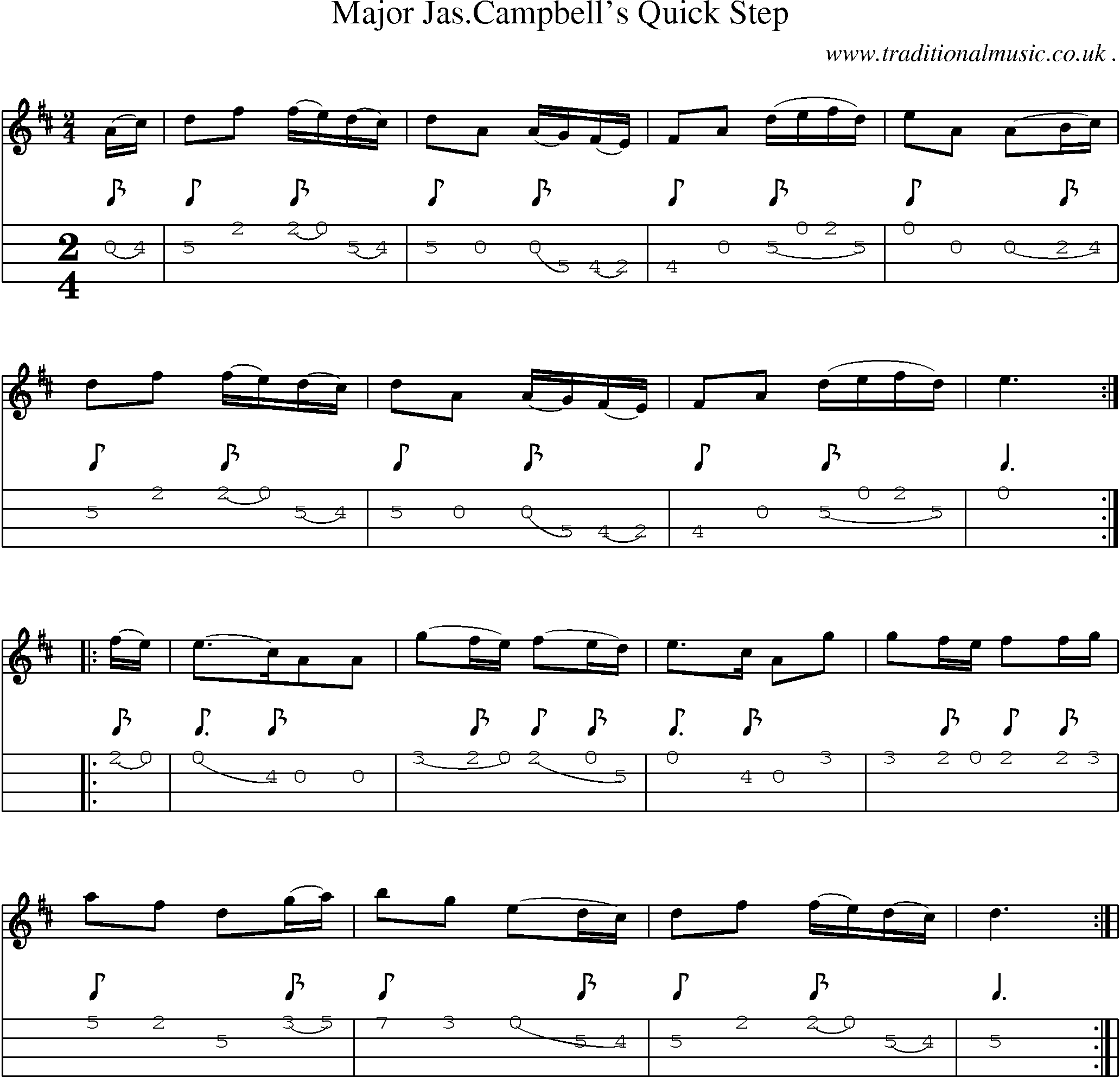 Sheet-Music and Mandolin Tabs for Major Jascampbells Quick Step
