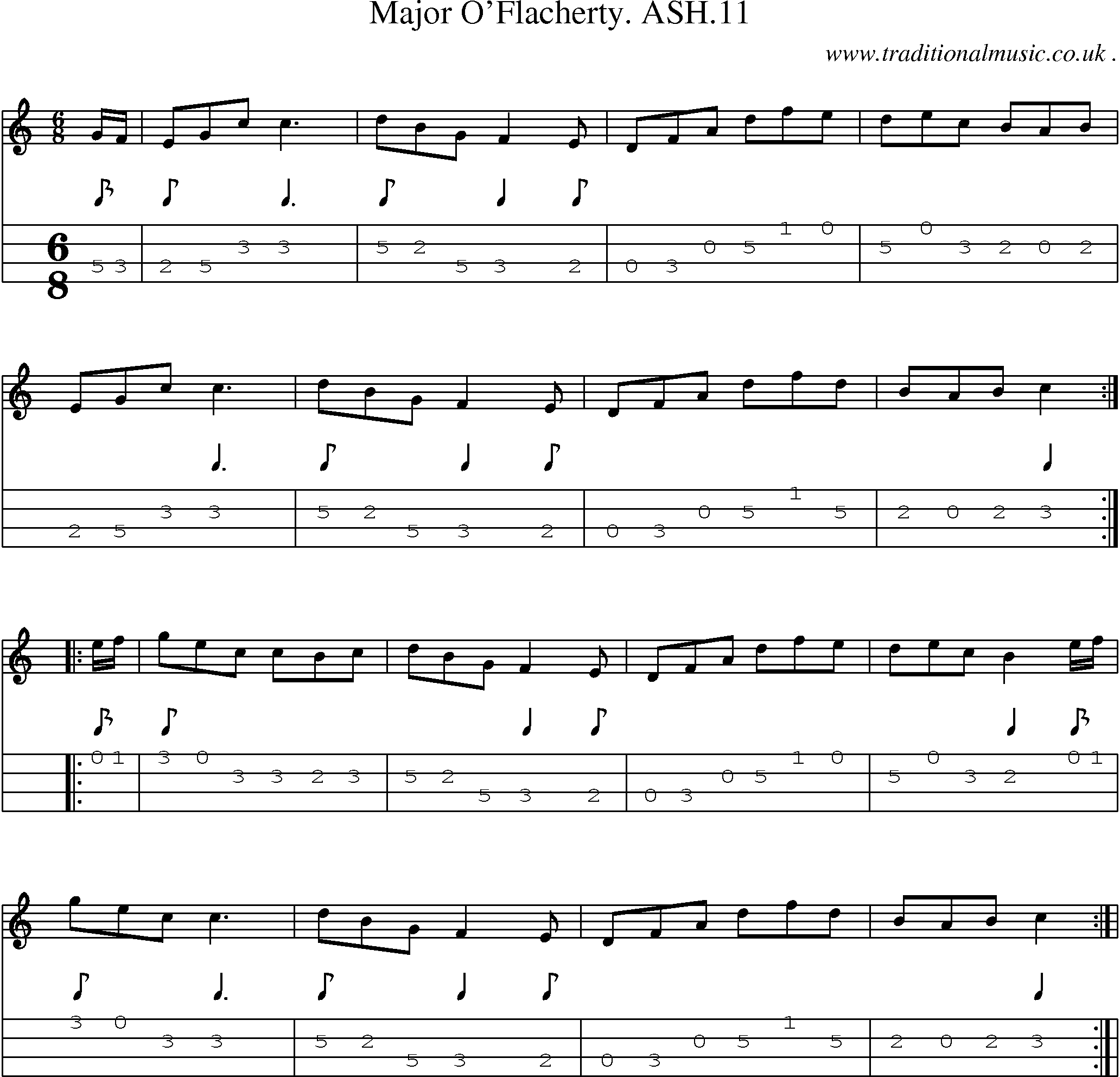 Sheet-Music and Mandolin Tabs for Major Oflacherty Ash11