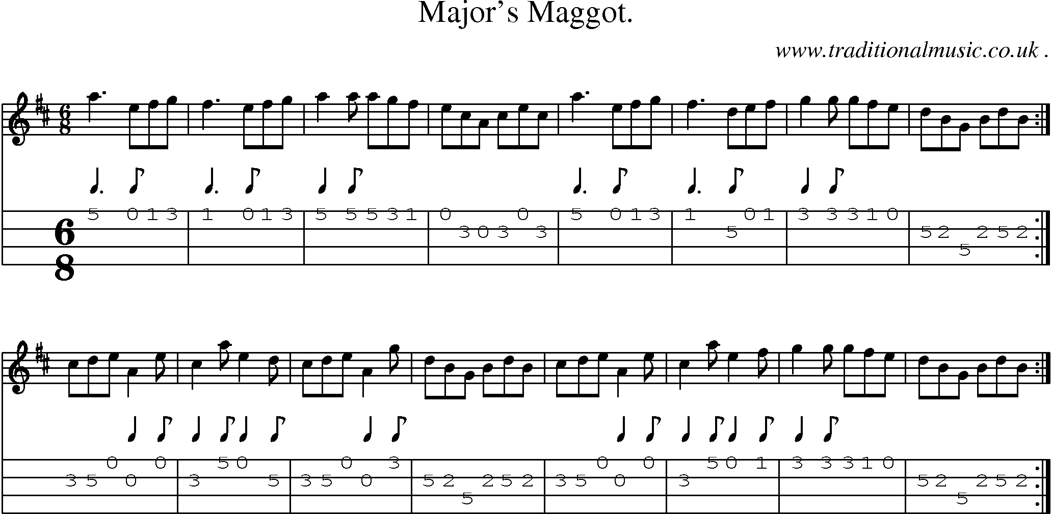 Sheet-Music and Mandolin Tabs for Majors Maggot
