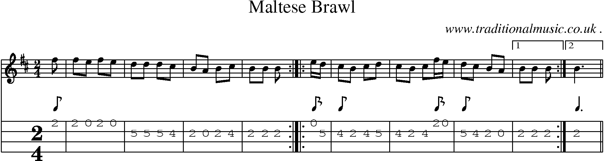Sheet-Music and Mandolin Tabs for Maltese Brawl