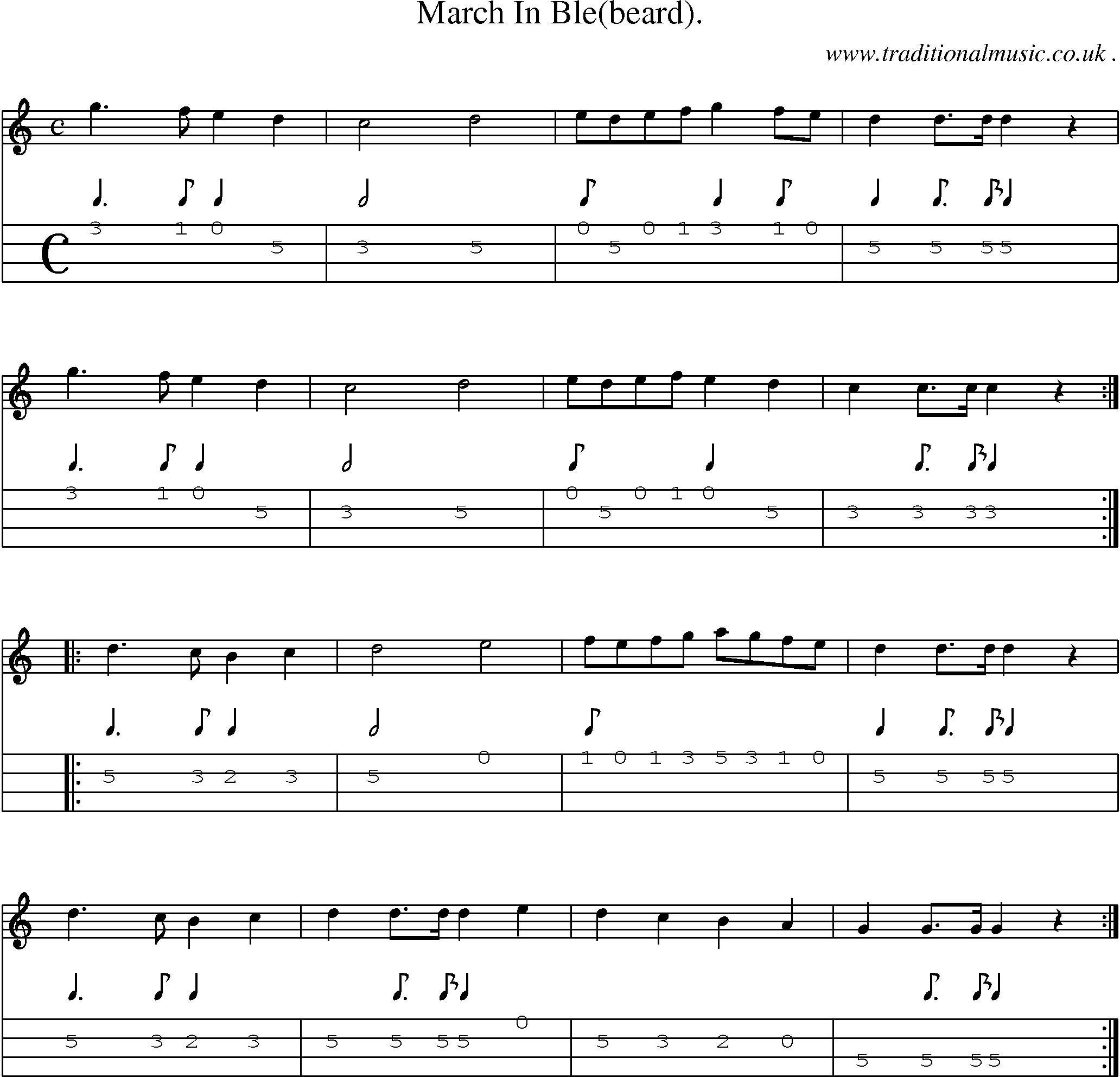 Sheet-Music and Mandolin Tabs for March In Ble(beard)