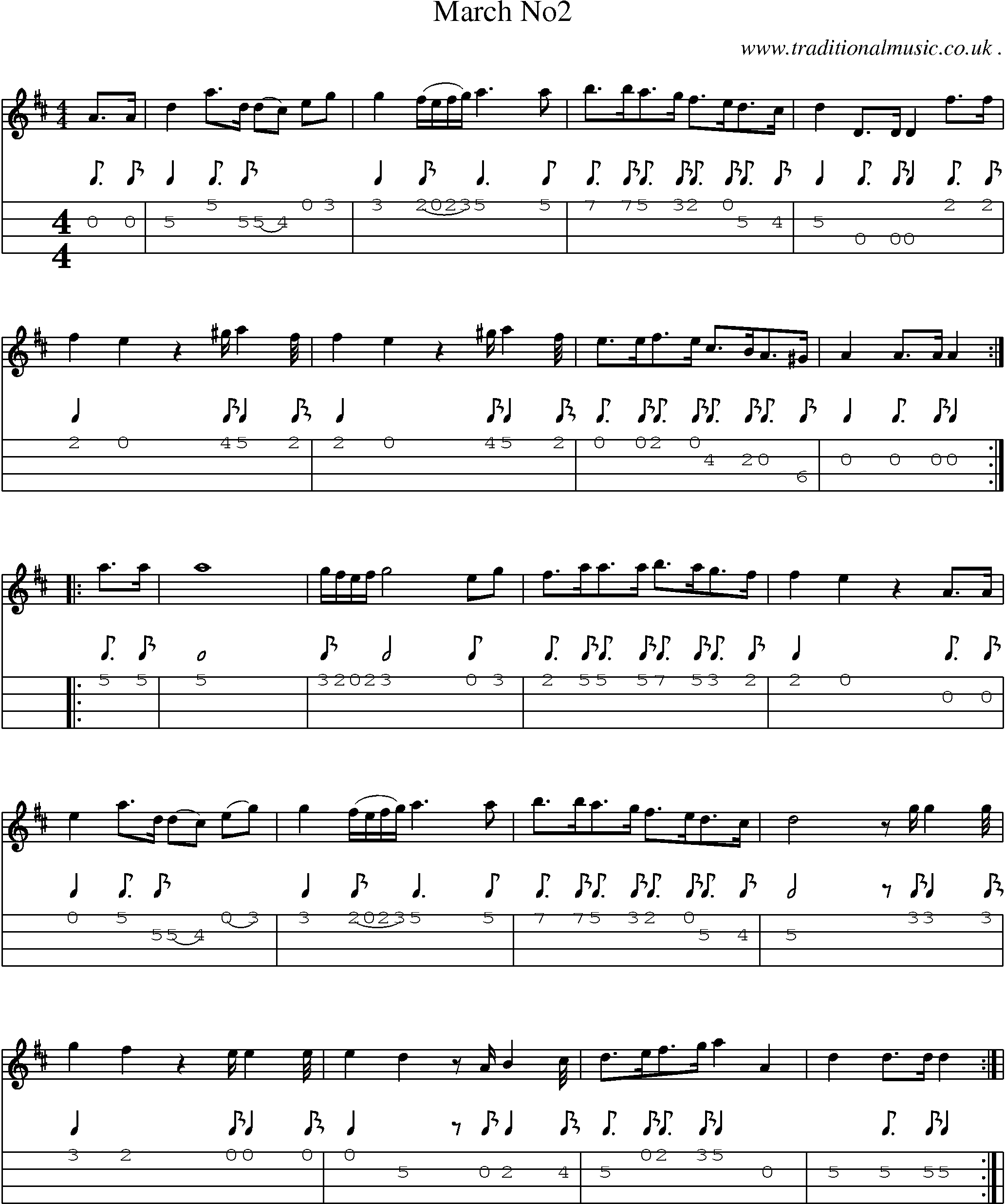 Sheet-Music and Mandolin Tabs for March No2