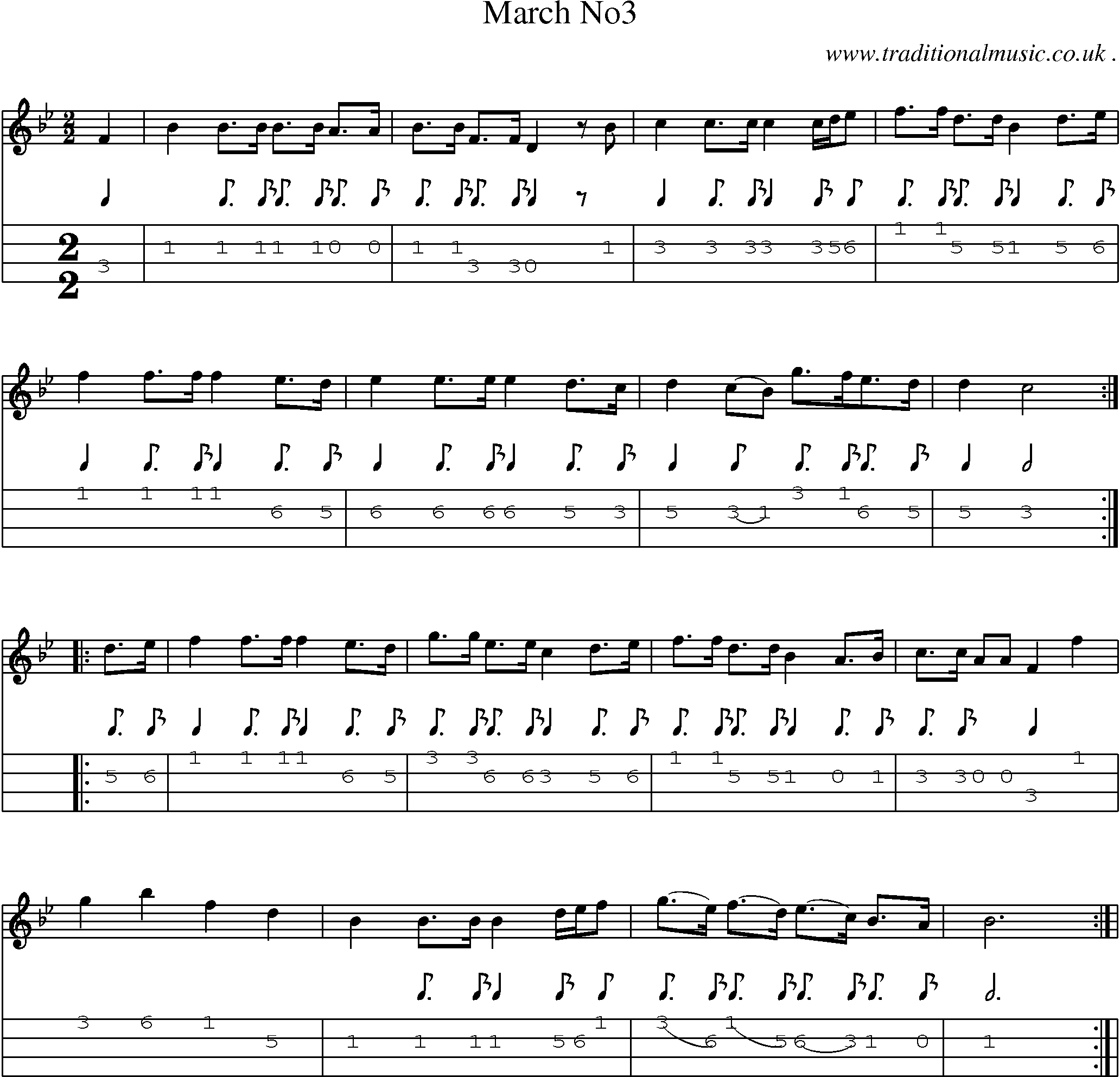 Sheet-Music and Mandolin Tabs for March No3