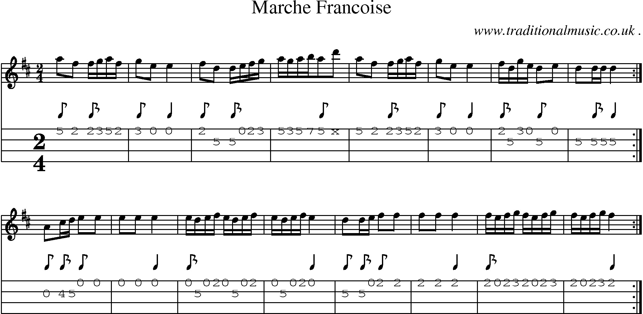 Sheet-Music and Mandolin Tabs for Marche Francoise