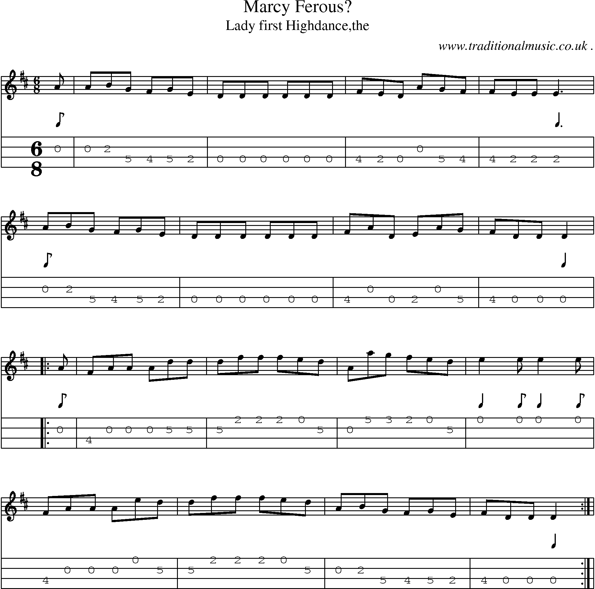 Sheet-Music and Mandolin Tabs for Marcy Ferous