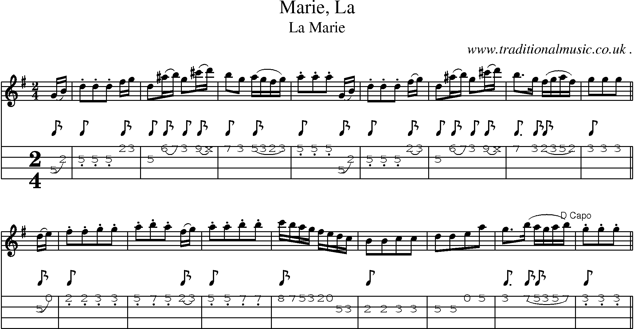Sheet-Music and Mandolin Tabs for Marie La