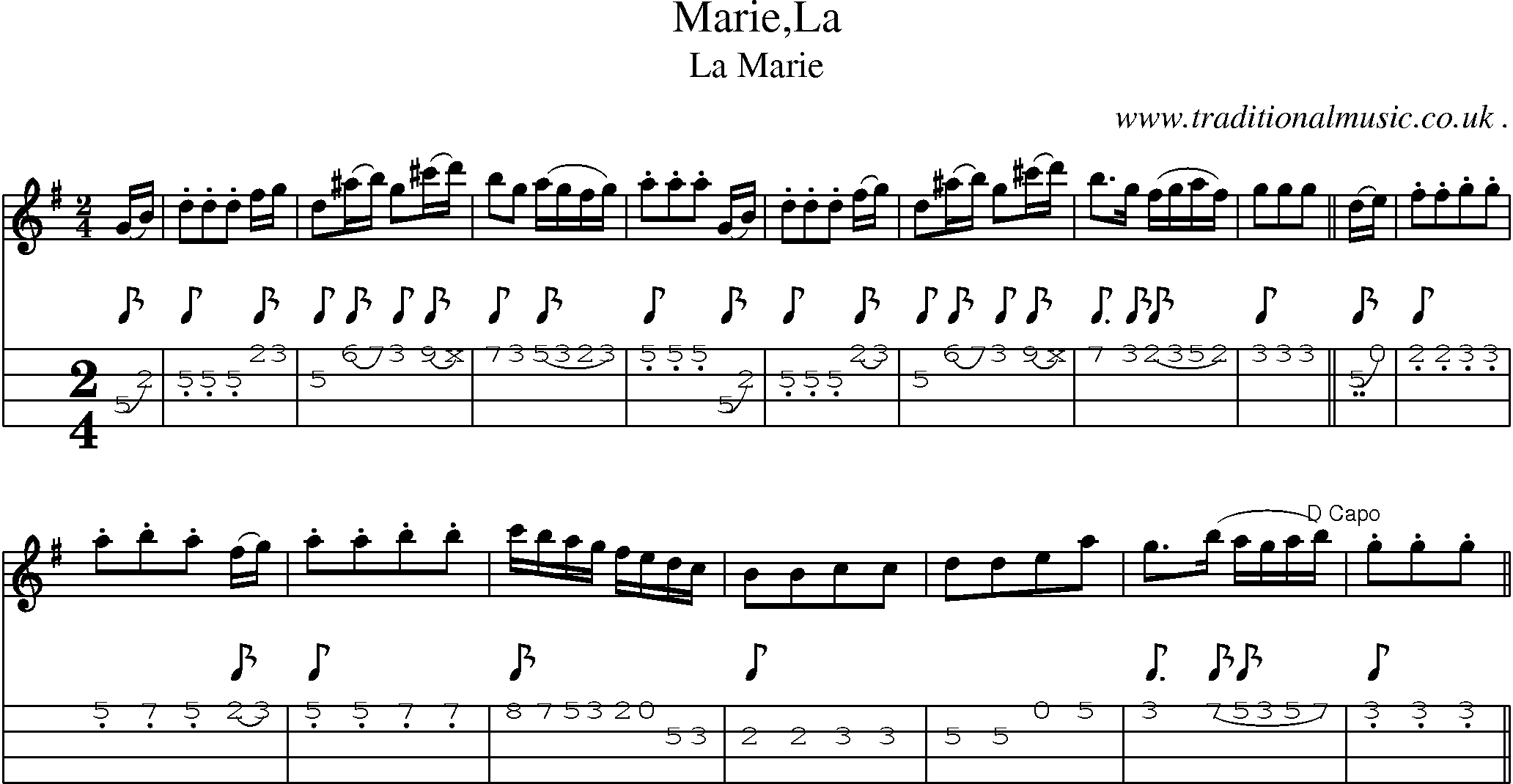 Sheet-Music and Mandolin Tabs for Mariela