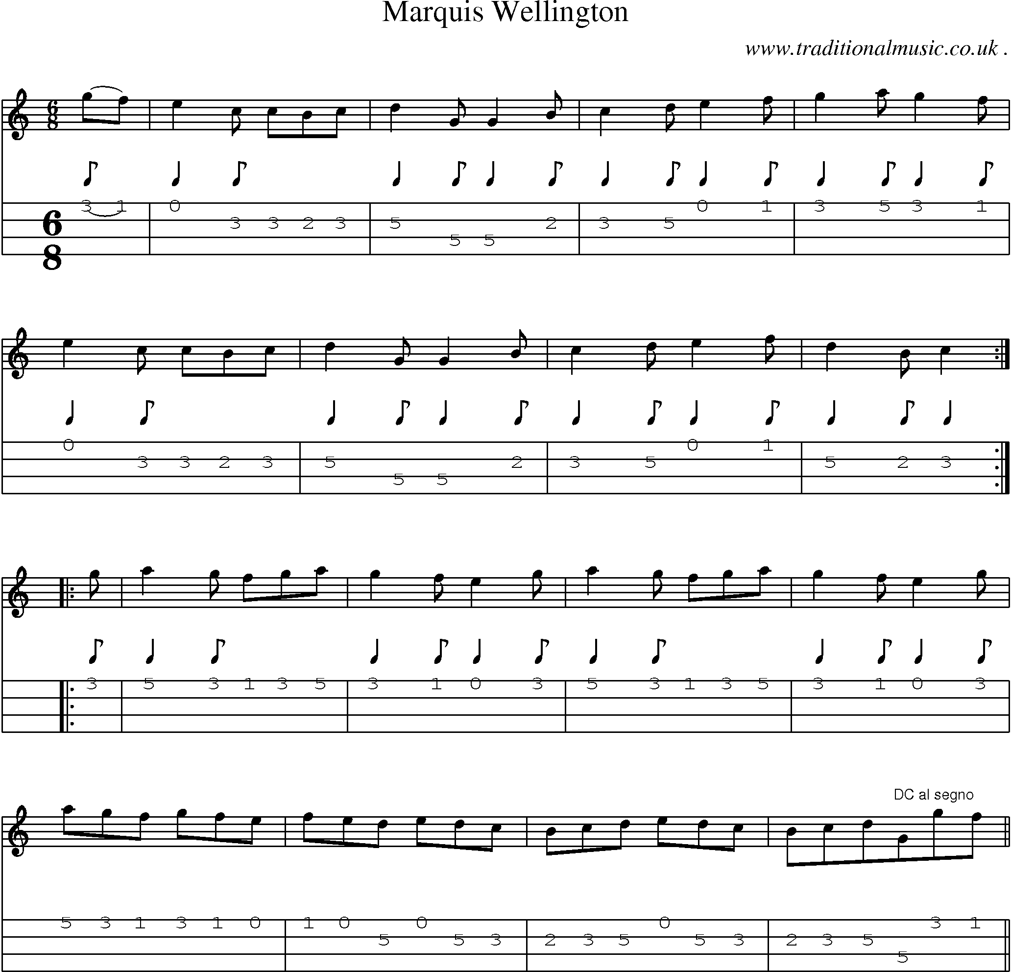 Sheet-Music and Mandolin Tabs for Marquis Wellington