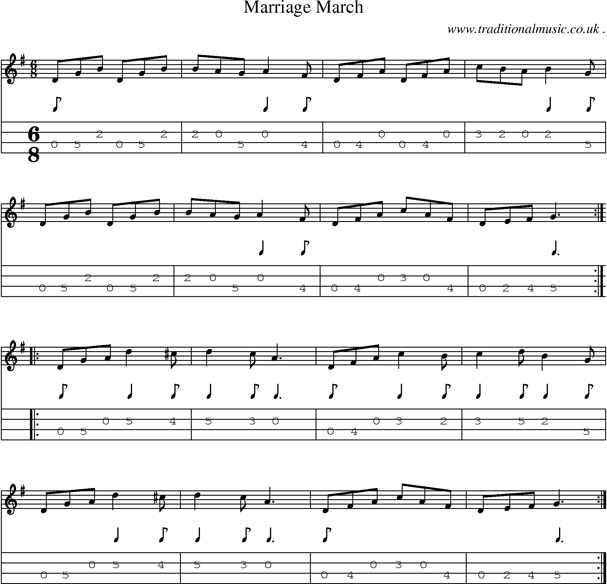 Sheet-Music and Mandolin Tabs for Marriage March