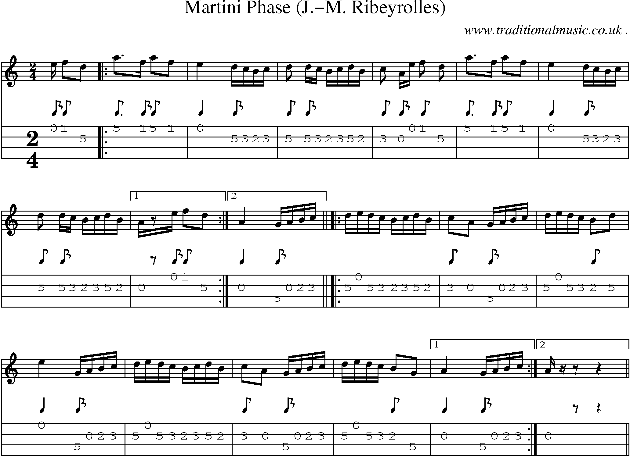 Sheet-Music and Mandolin Tabs for Martini Phase (j-m Ribeyrolles)