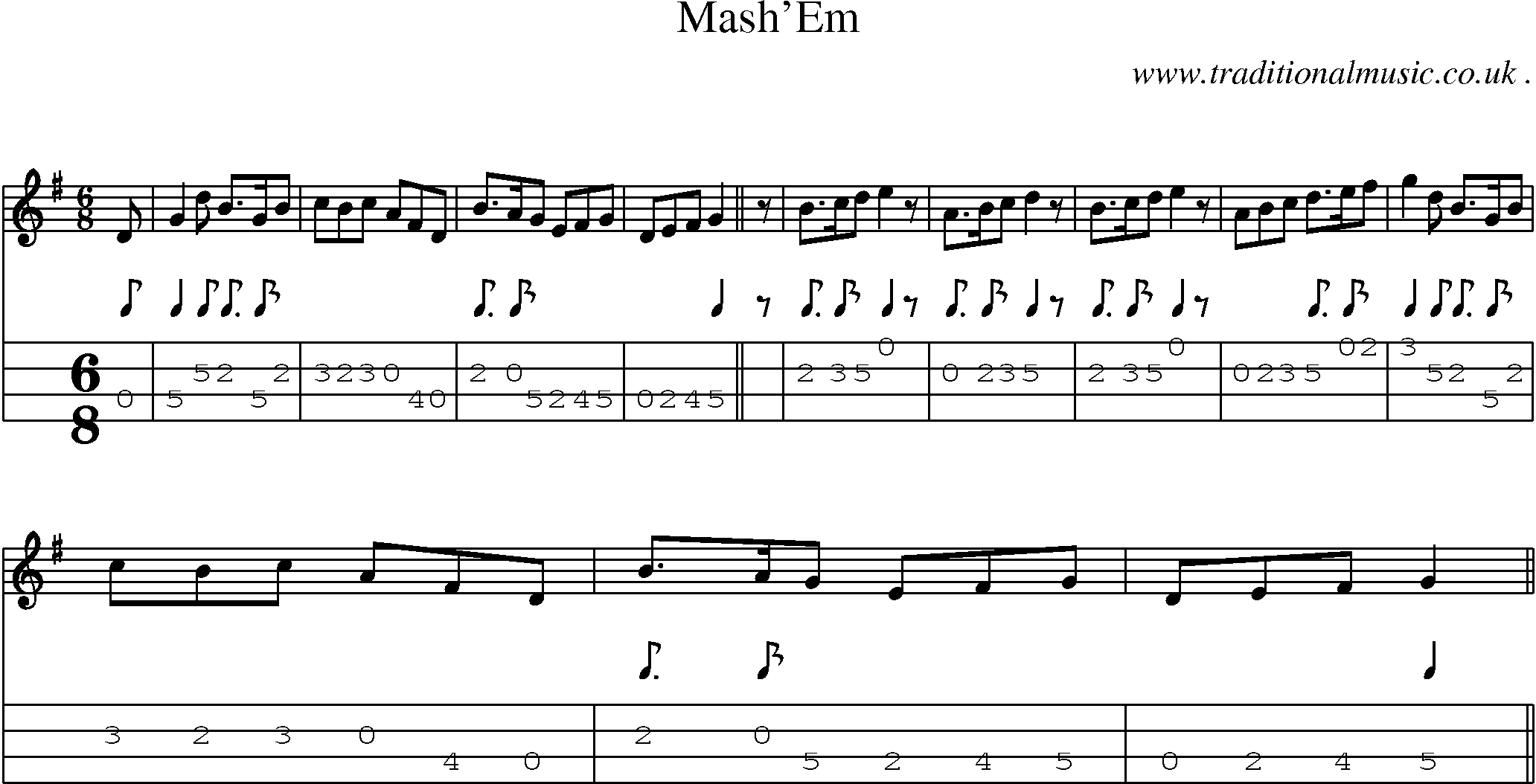 Sheet-Music and Mandolin Tabs for Mashem