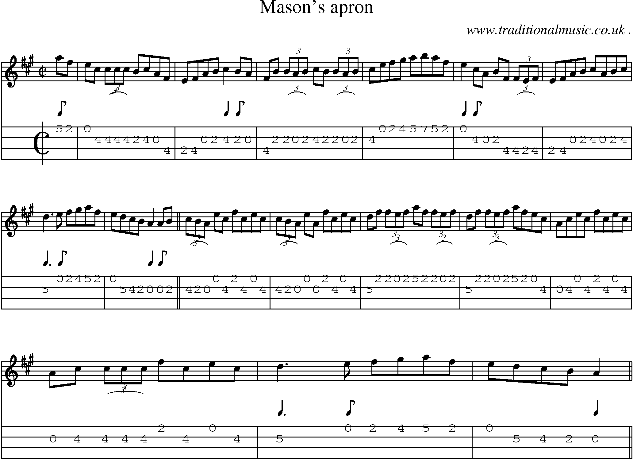 Sheet-Music and Mandolin Tabs for Masons Apron