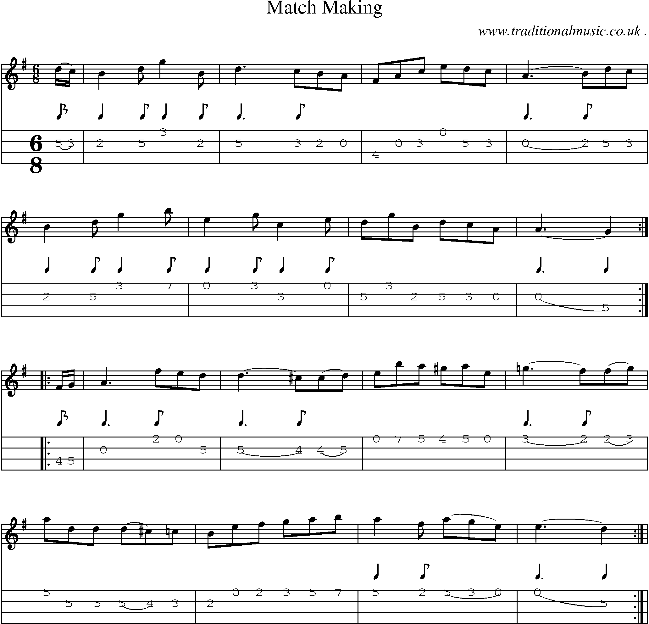 Sheet-Music and Mandolin Tabs for Match Making