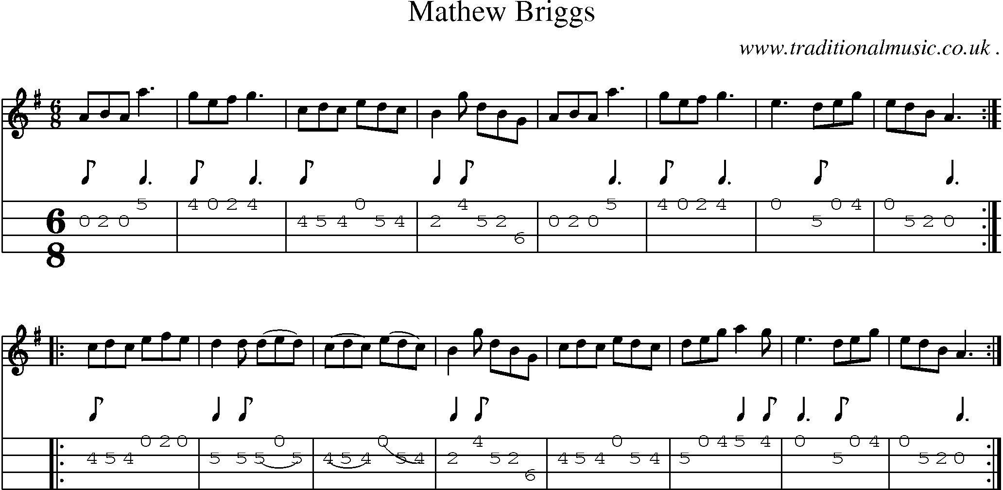 Sheet-Music and Mandolin Tabs for Mathew Briggs