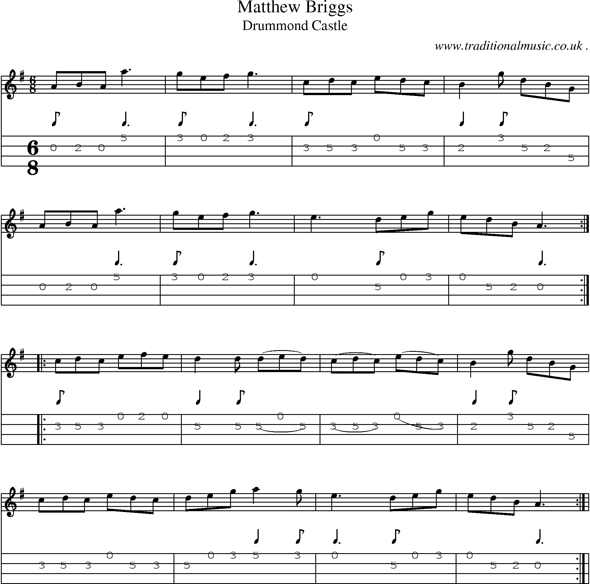 Sheet-Music and Mandolin Tabs for Matthew Briggs