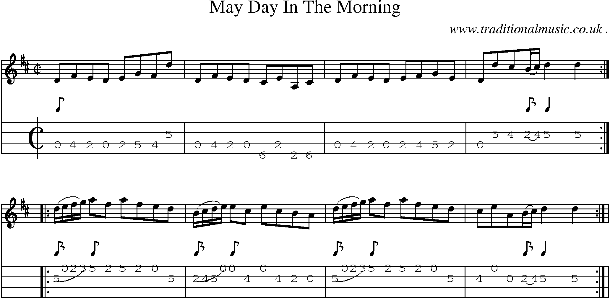 Sheet-Music and Mandolin Tabs for May Day In The Morning
