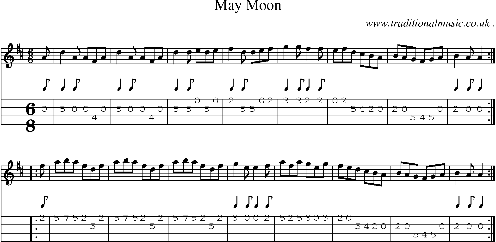 Sheet-Music and Mandolin Tabs for May Moon