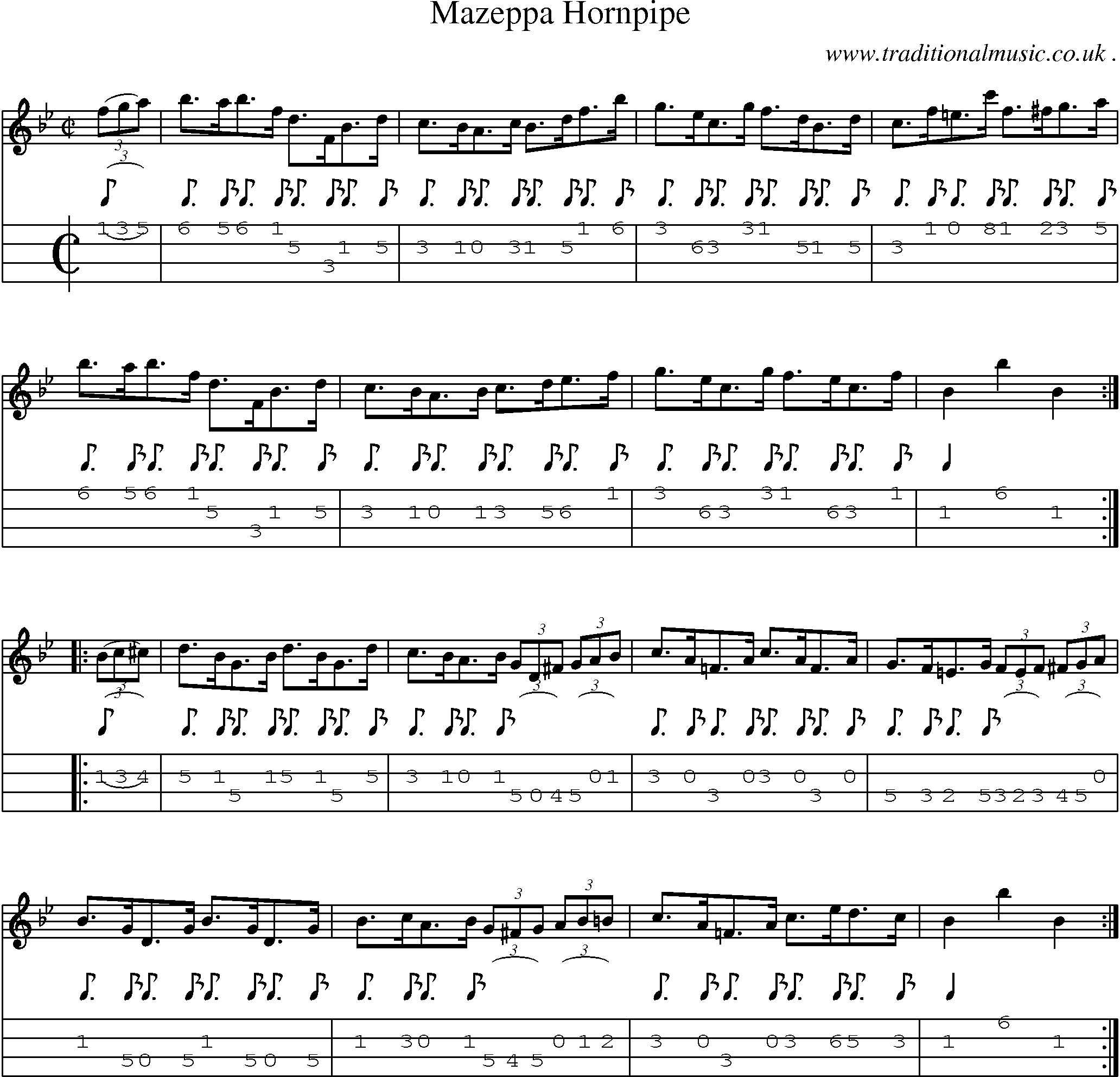 Sheet-Music and Mandolin Tabs for Mazeppa Hornpipe